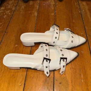 White Flats with Buckle Detailing